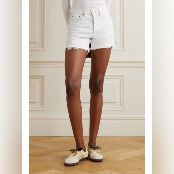 AGOLDE Size 25 Reese Cut Off Denim Jean Shorts Tissue Button Fly A9002-1183 - Picture 5 of 12